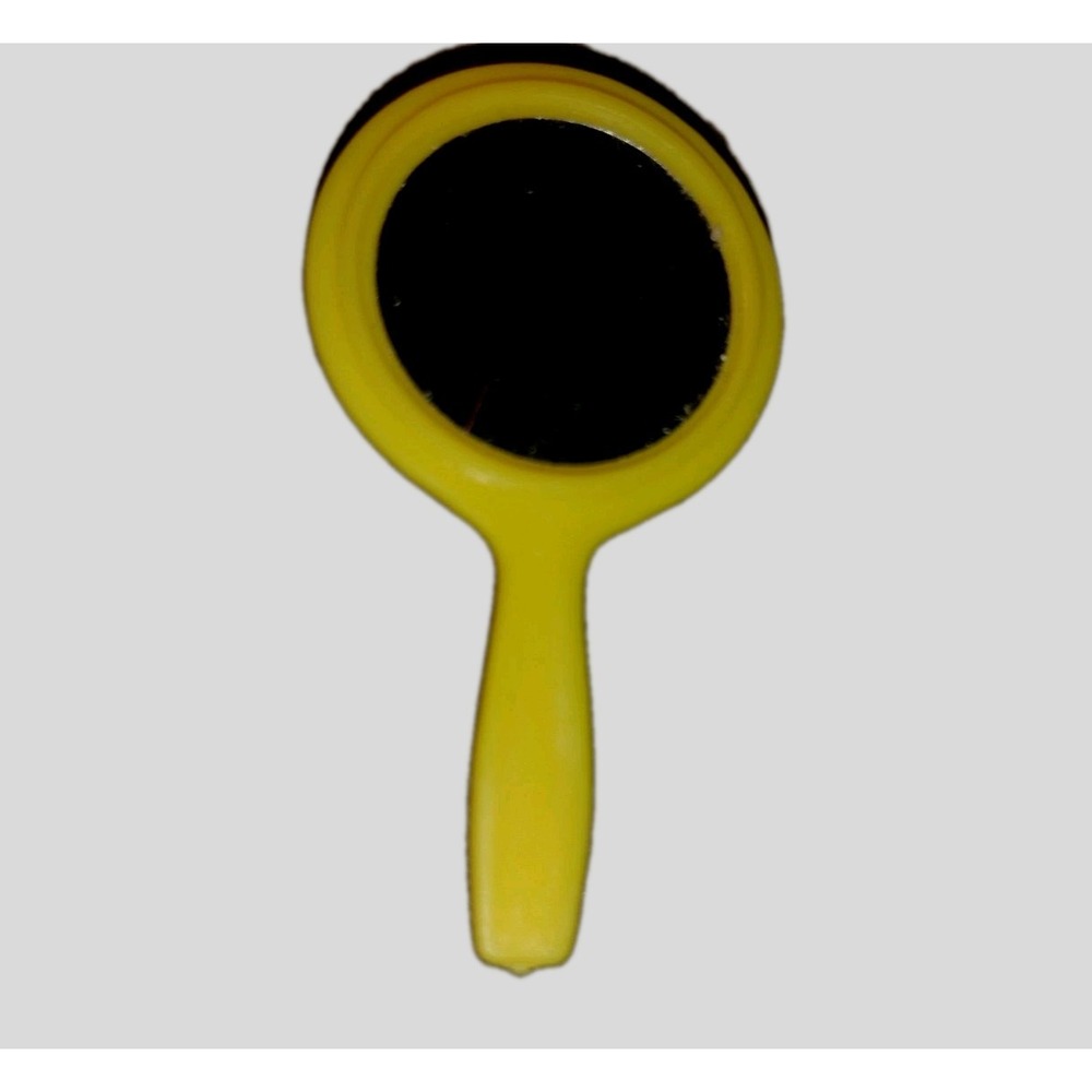 Vintage Barbie Doll Handheld Mirror Yellow Hong Kong very rare HTF